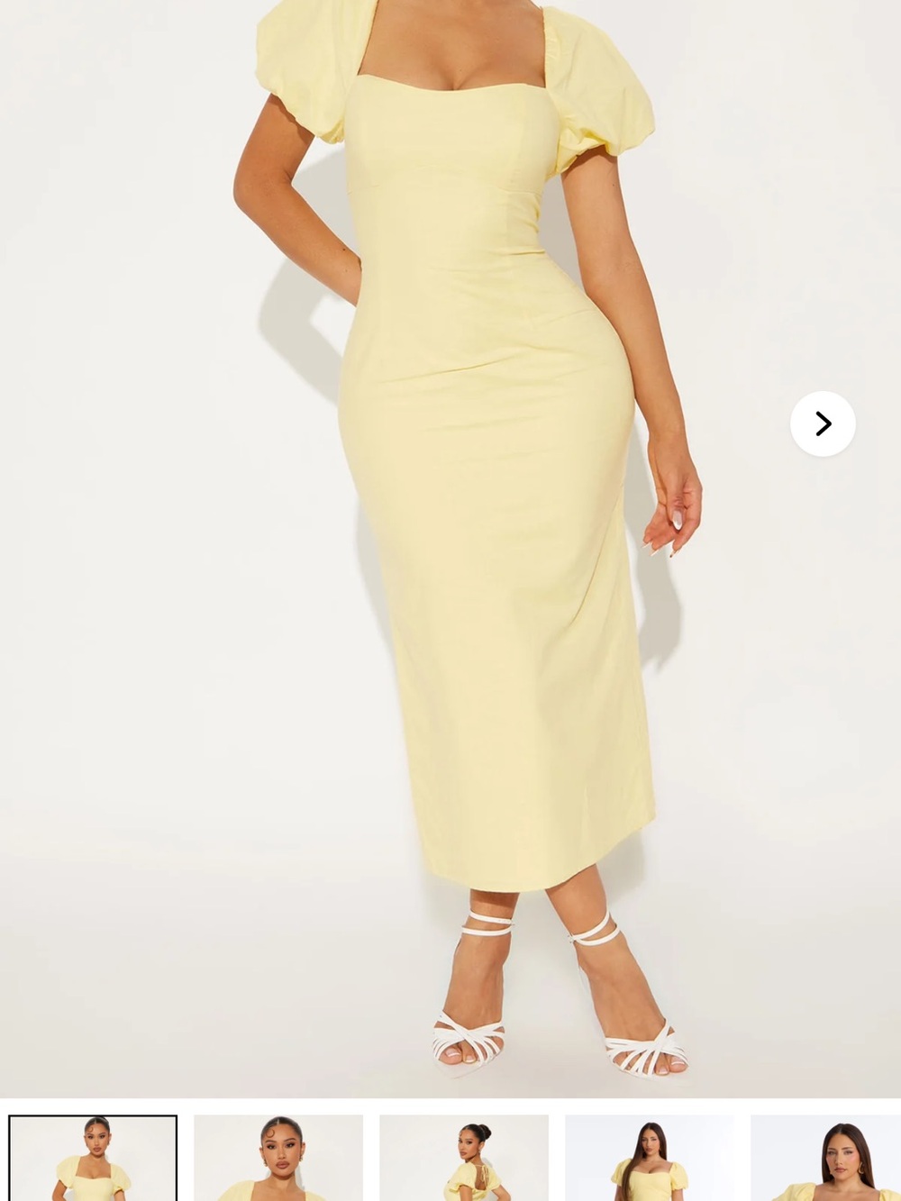 Yellow Puff Sleeve Tie-Back Dress NWT